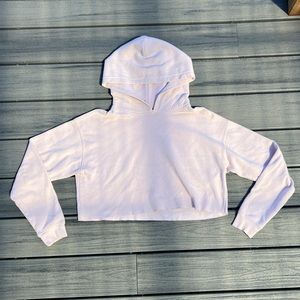 Cozy, cropped, light pink hoodie